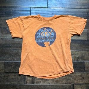 Vintage 00s 2003 Party Earth Short Sleeve Graphic T Shirt Size XL Orange